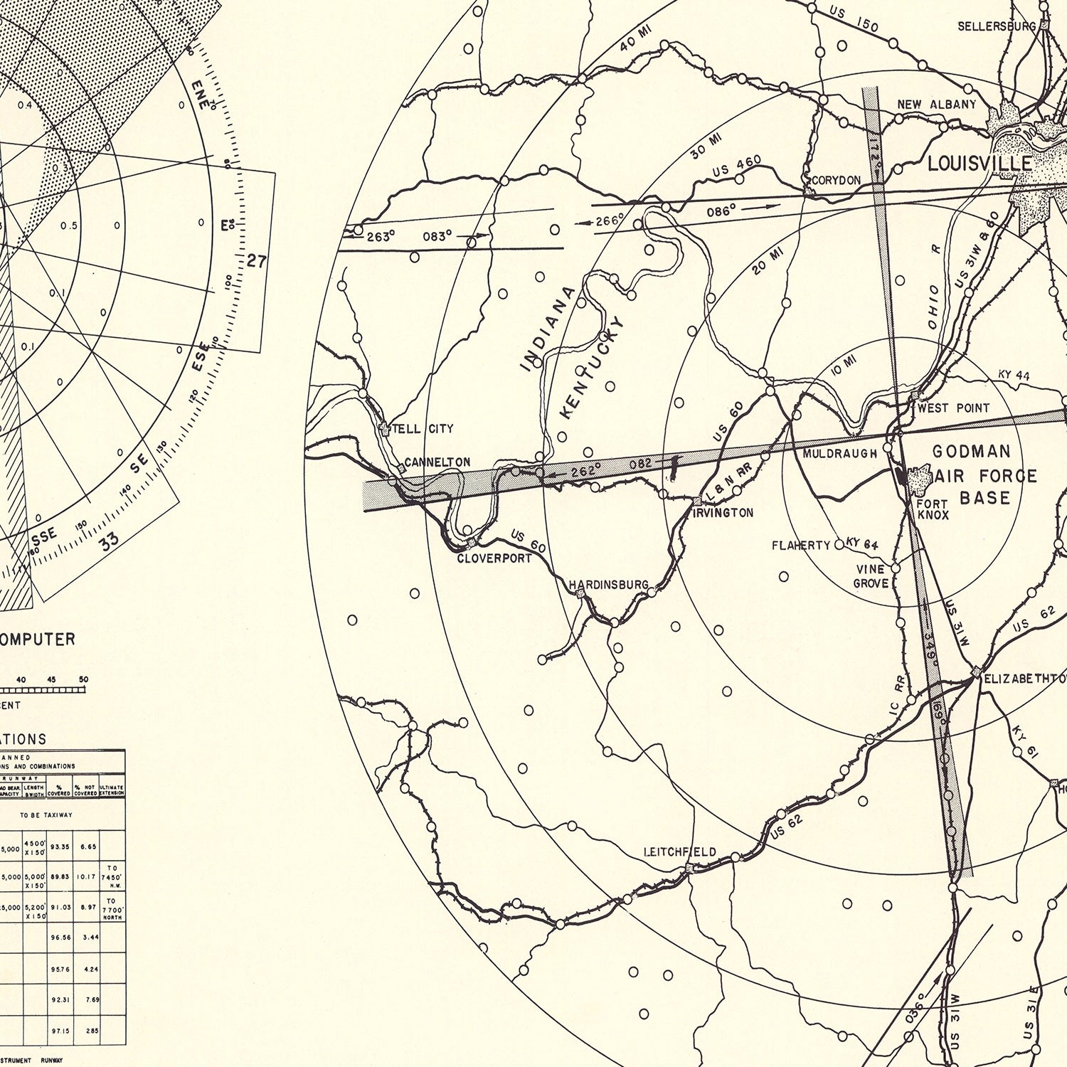 Vintage Map of the Godman Air Force Base Vicinity, 1951