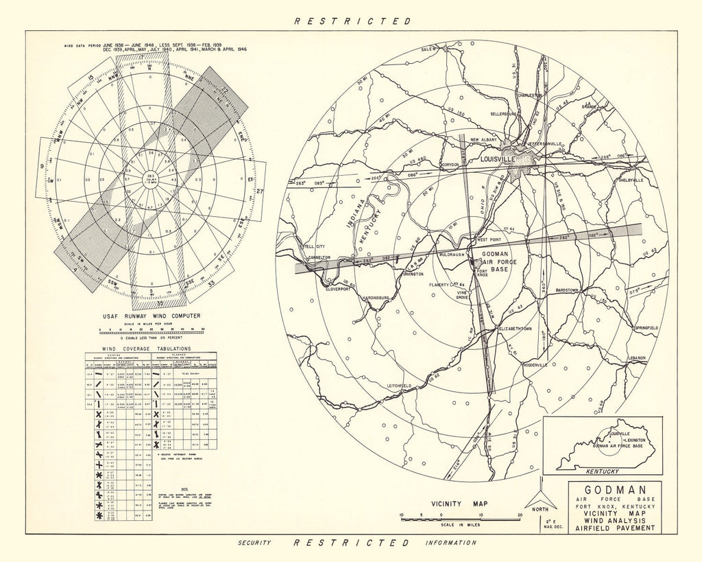 Vintage Map of the Godman Air Force Base Vicinity, 1951