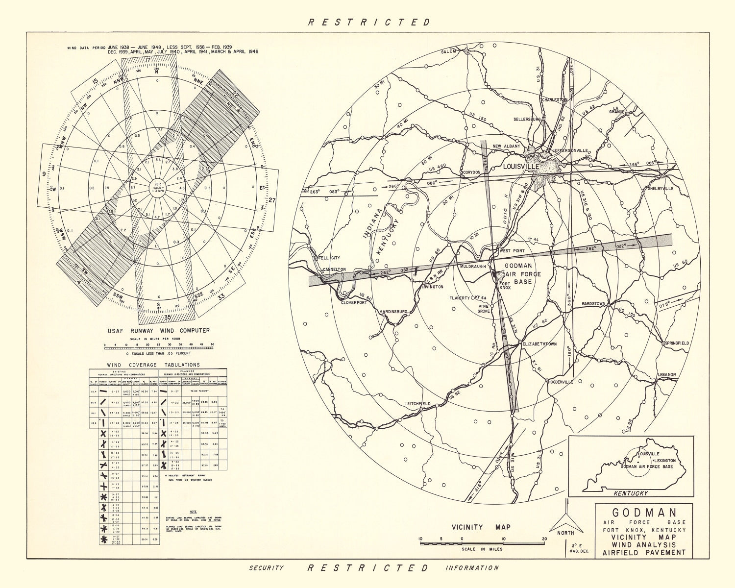 Vintage Map of the Godman Air Force Base Vicinity, 1951