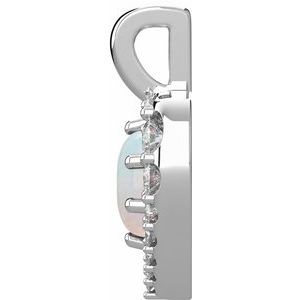 Platinum Natural White Opal & 1/8 CTW Natural Diamond Pendant
