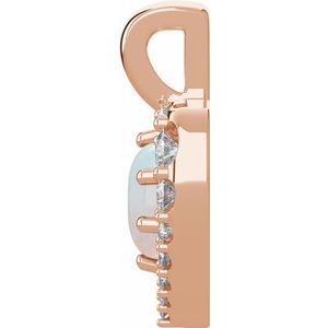 14K Rose Gold Natural White Opal & 1/8 CTW Natural Diamond Pendant
