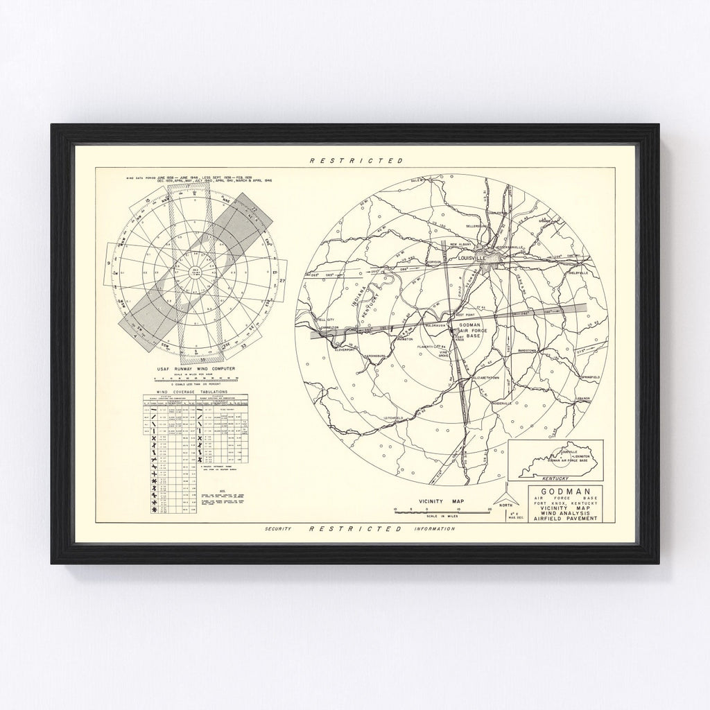 Vintage Map of the Godman Air Force Base Vicinity, 1951