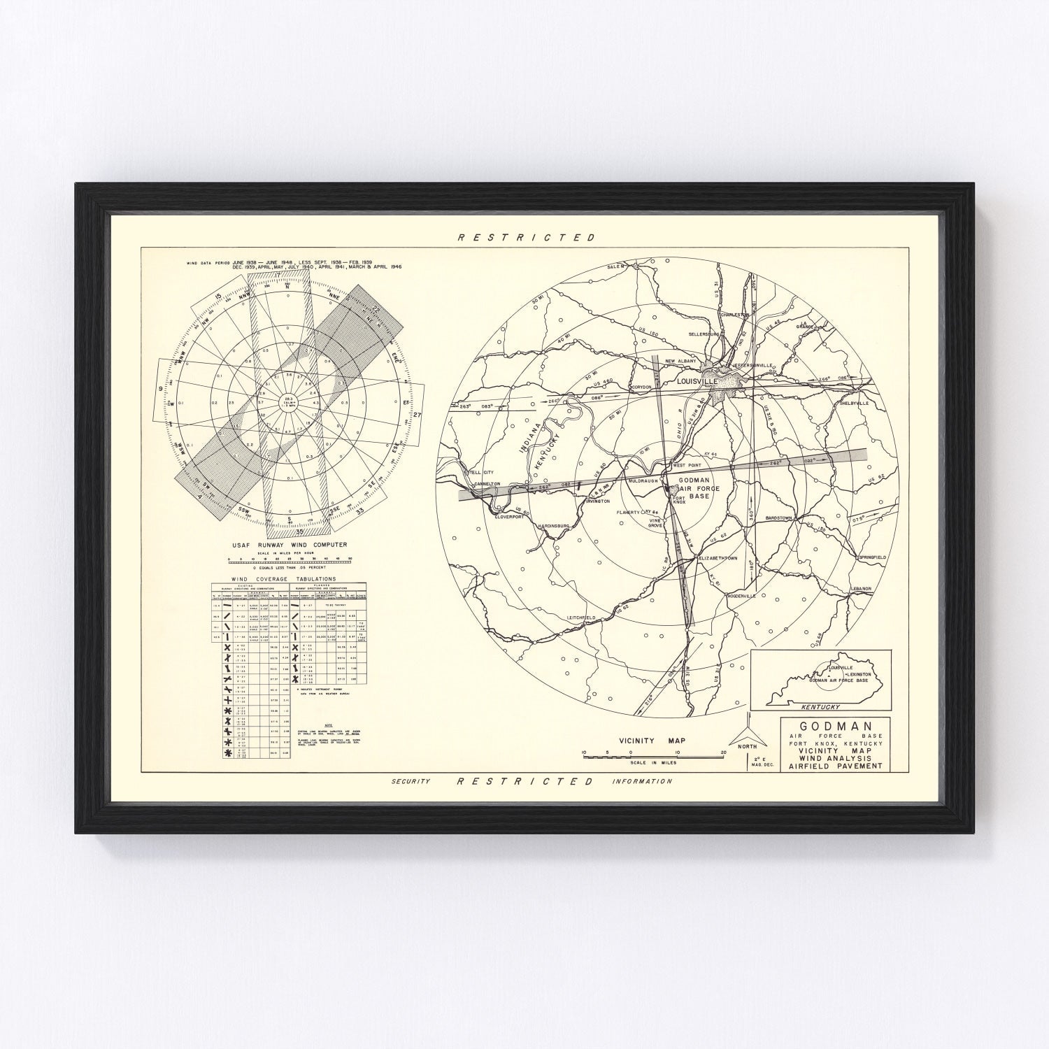 Vintage Map of the Godman Air Force Base Vicinity, 1951
