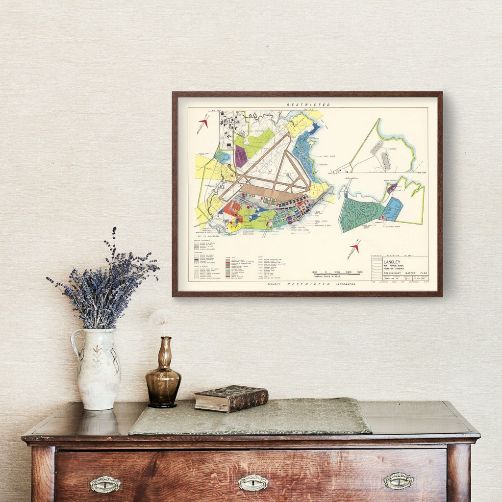 Vintage Map of Langley Air Force Base, 1951