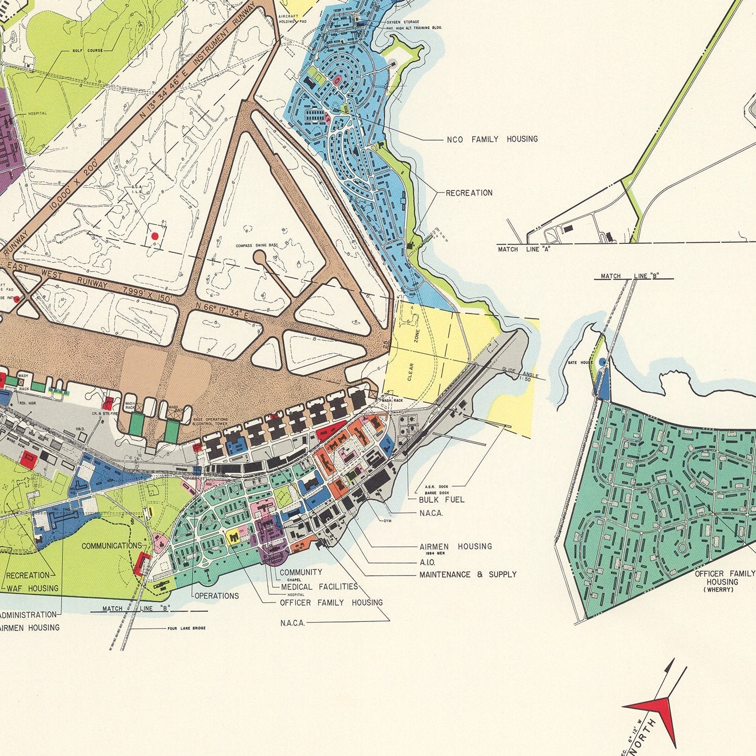 Vintage Map of Langley Air Force Base, 1951