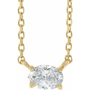 14K Yellow Gold 3/8 CT Natural Diamond Solitaire 16-18" Necklace