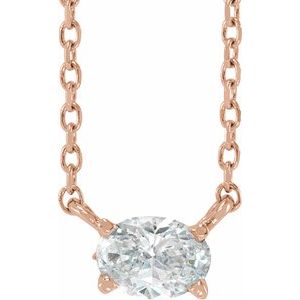14K Rose Gold 3/8 CT Natural Diamond Solitaire 16-18" Necklace