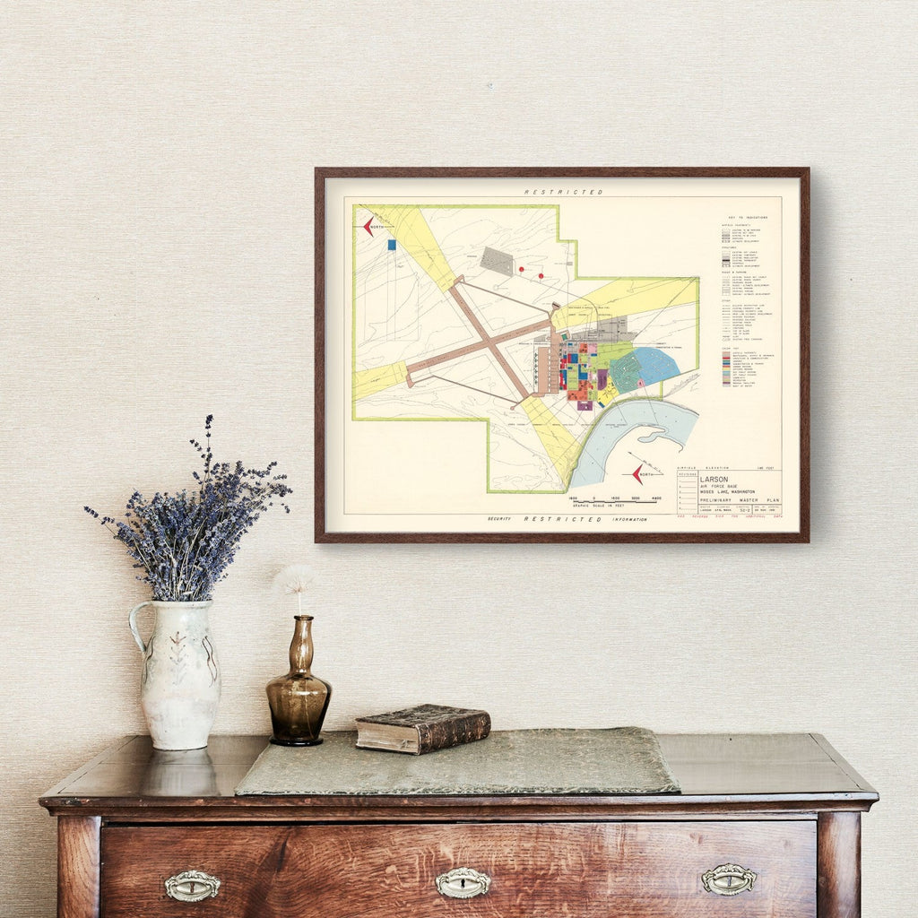 Vintage Map of Larson Air Force Base, 1951