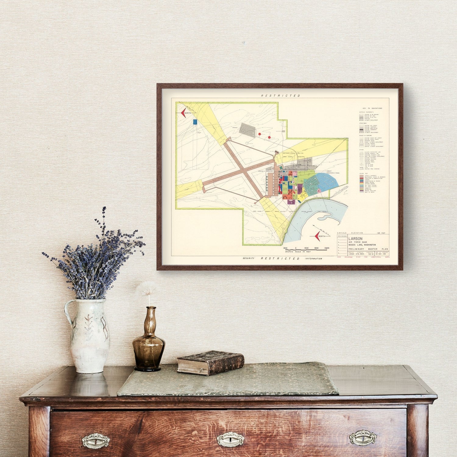 Vintage Map of Larson Air Force Base, 1951