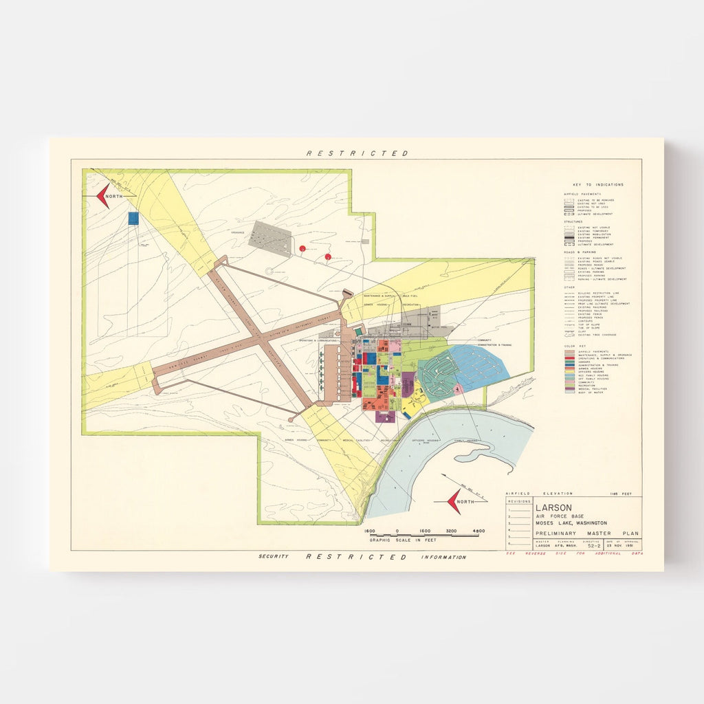 Vintage Map of Larson Air Force Base, 1951