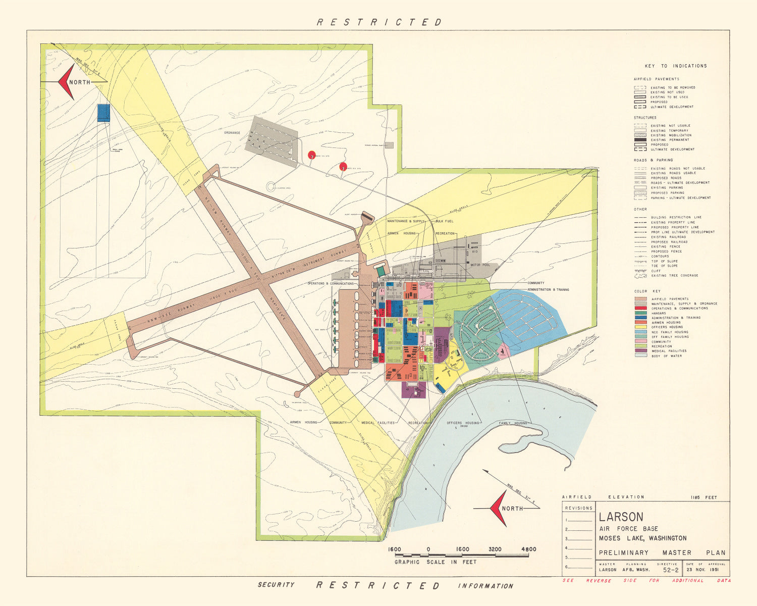 Vintage Map of Larson Air Force Base, 1951