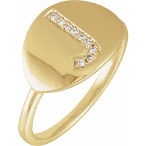 14K Yellow Gold .05 CTW Natural Diamond Initial J Signet Ring