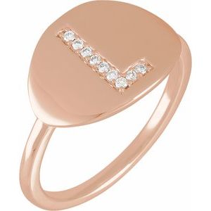 14K Rose Gold .05 CTW Natural Diamond Initial L Signet Ring