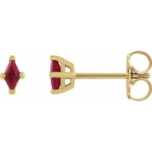 14K Yellow Gold 6x3 mm Lab-Grown Ruby Earrings