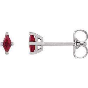 Sterling Silver 6x3 mm Lab-Grown Ruby Earrings