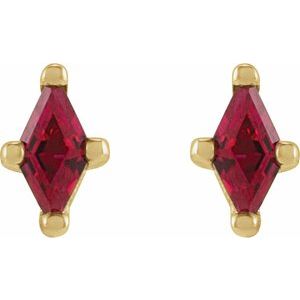 14K Yellow Gold 6x3 mm Lab-Grown Ruby Earrings
