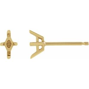 14K Yellow Gold 4x2 mm Lozenge 4-Prong Basket Earring Mounting