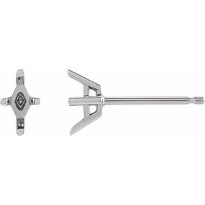 Platinum 6x3 mm Lozenge 4-Prong Basket Earring Mounting