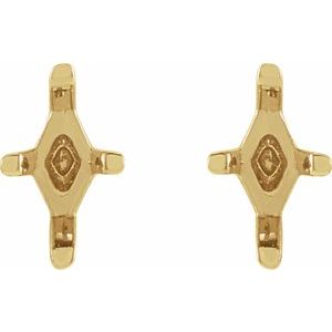 14K Yellow Gold 4x2 mm Lozenge 4-Prong Basket Earring Mounting – image 2