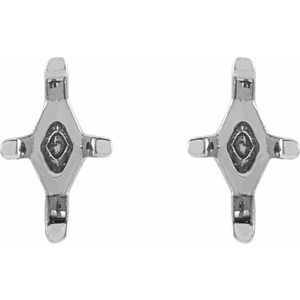 14K White Gold 4x2 mm Lozenge 4-Prong Basket Earring Mounting – image 2