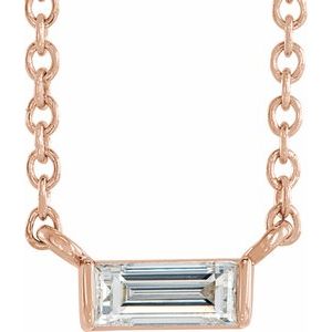 14K Rose Gold 1/8 CT Natural Diamond Solitaire 16-18" Necklace