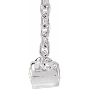 Platinum 1/3 CT Rose-Cut Natural Diamond Bezel-Set 18" Necklace