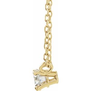 14K Yellow Gold 3/8 CT Natural Diamond Solitaire 16-18" Necklace