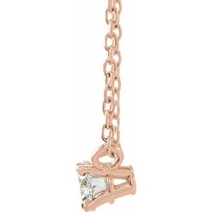 14K Rose Gold 3/8 CT Natural Diamond Solitaire 16-18" Necklace