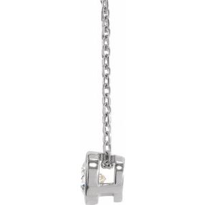 Platinum 1/4 CT Natural Diamond Bezel-Set 16-18" Necklace