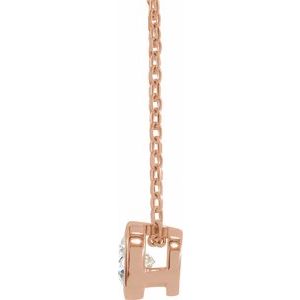 14K Rose 1/4 CT Natural Diamond Bezel-Set 16-18" Necklace