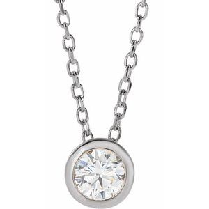 Sterling Silver 1/4 CT Natural Diamond Bezel-Set 16-18" Necklace