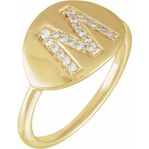 Accented Initial Signet Ring