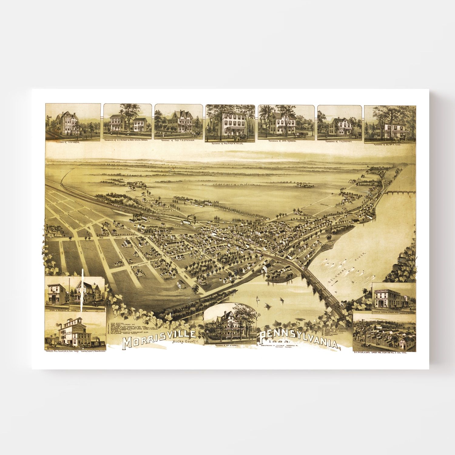 Vintage Map of Morrisville, Pennsylvania 1893