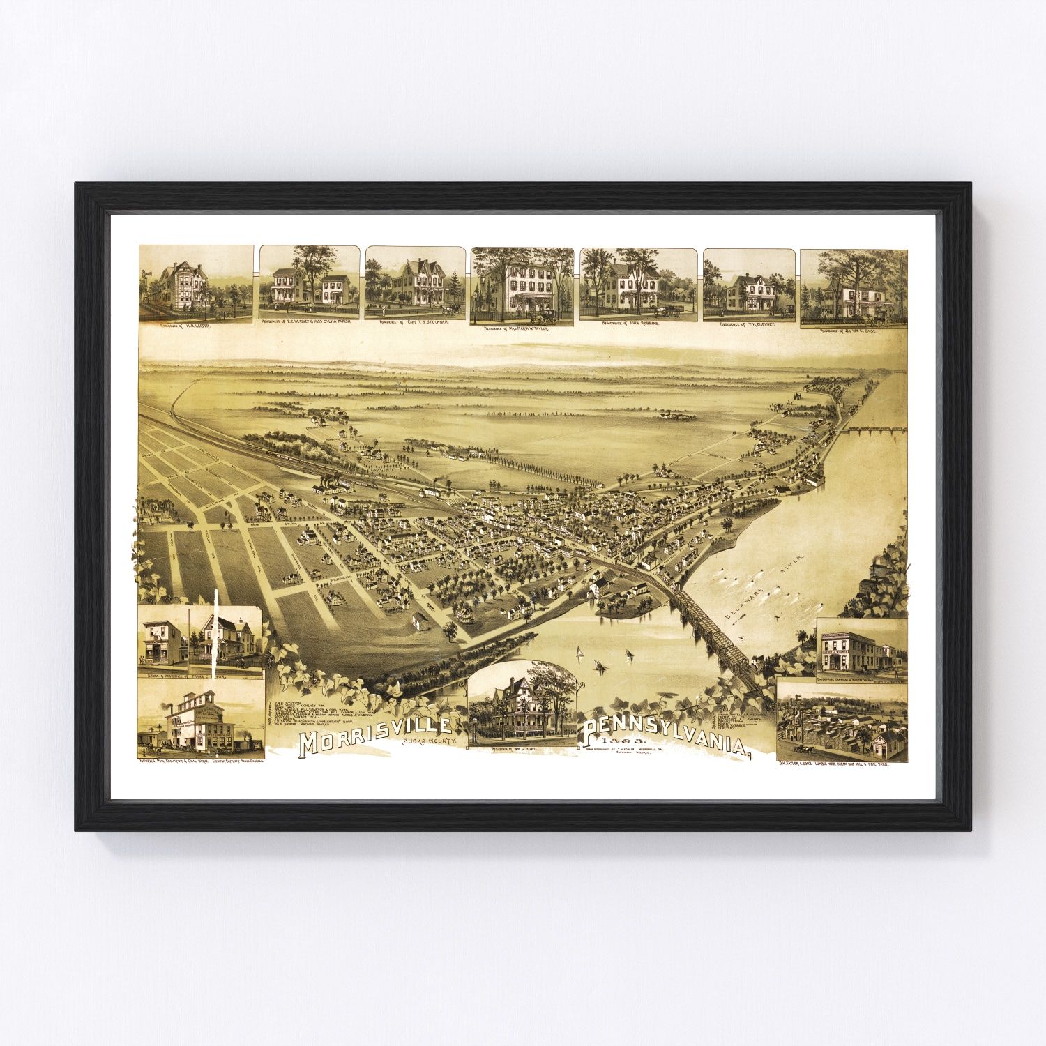Vintage Map of Morrisville, Pennsylvania 1893