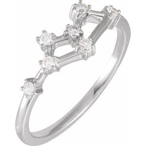 14K White Gold 1/6 CTW Natural Diamond Gemini Constellation Ring