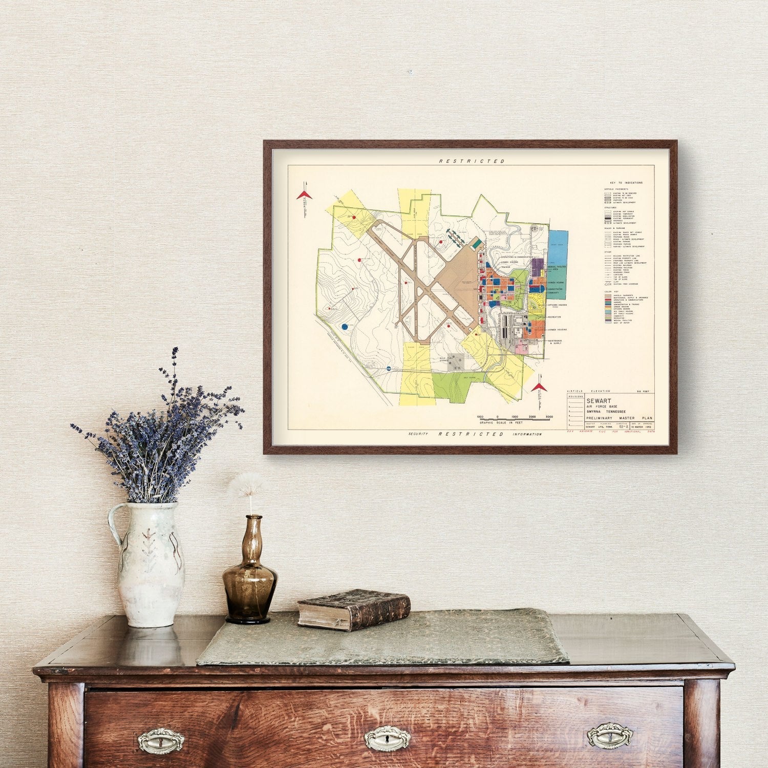 Vintage Map of Sewart Air Force Base, 1952