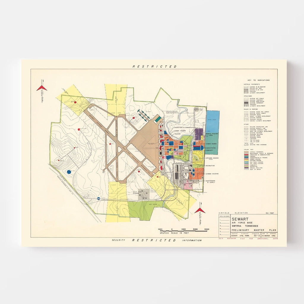 Vintage Map of Sewart Air Force Base, 1952