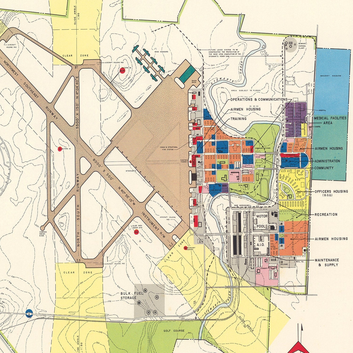Vintage Map of Sewart Air Force Base, 1952
