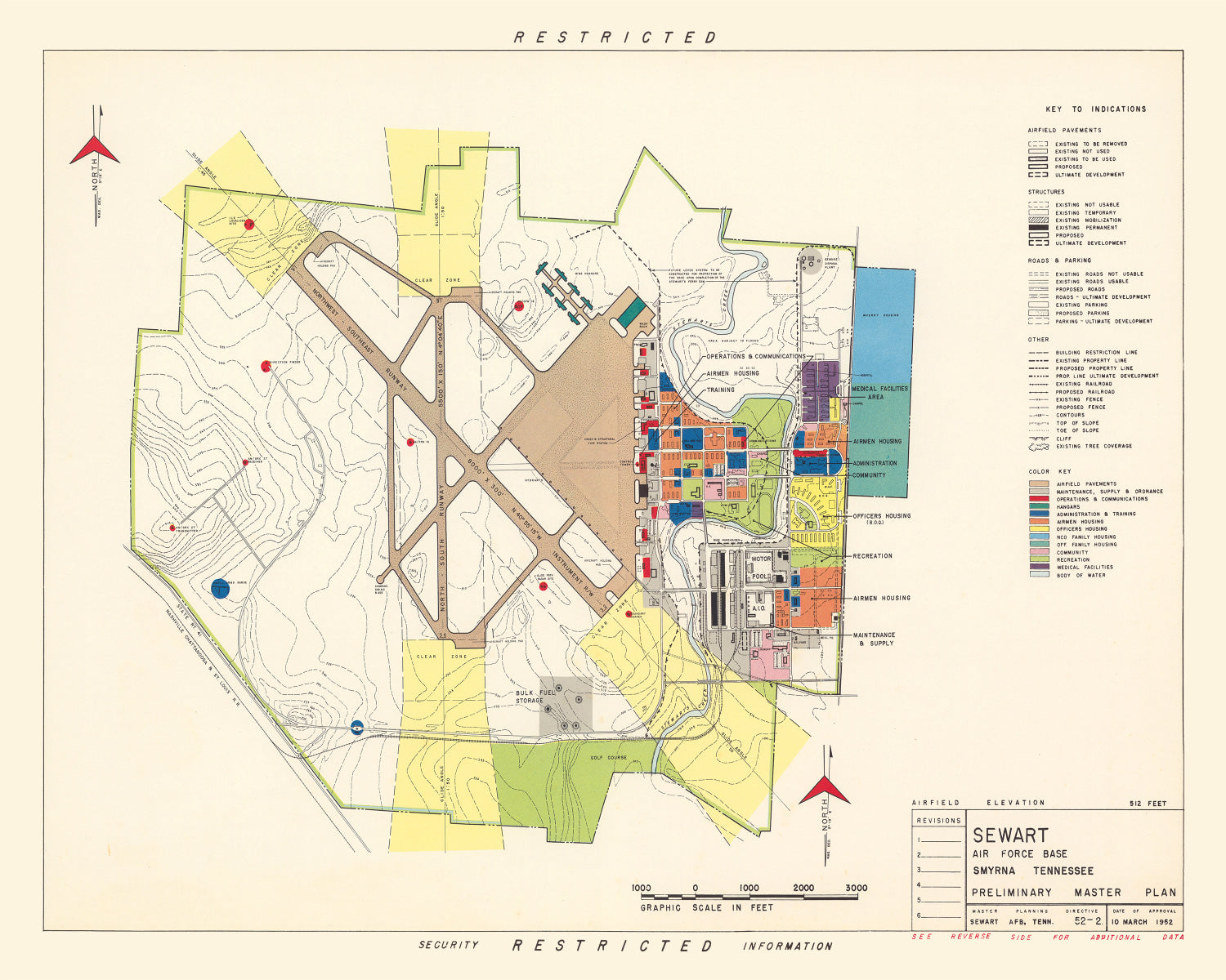 Vintage Map of Sewart Air Force Base, 1952