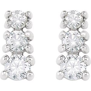 14K White Gold 1/4 CTW Natural Diamond Three-Stone Earrings – image 2