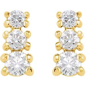 14K Yellow Gold 3/8 CTW Natural Diamond Three-Stone Earrings – image 2