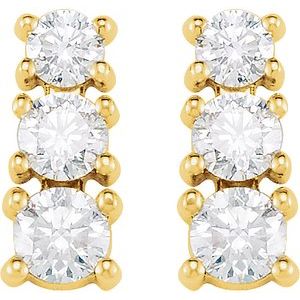 14K Yellow Gold 7/8 CTW Natural Diamond Three-Stone Earrings – image 2
