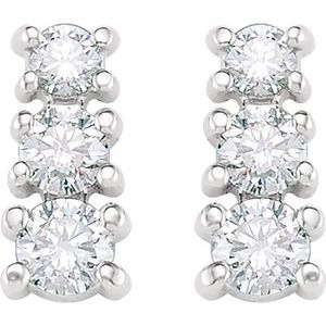 14K White Gold 3/8 CTW Natural Diamond Three-Stone Earrings – image 2