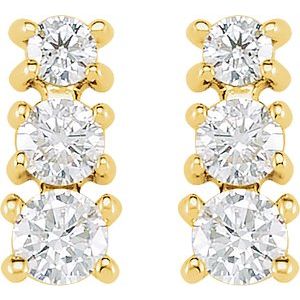 14K Yellow Gold 1/4 CTW Natural Diamond Three-Stone Earrings – image 2