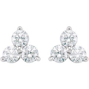 14K White Gold 1/3 CTW Natural Diamond Three-Stone Stud Earrings – image 2