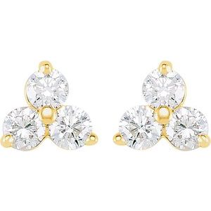 14K Yellow Gold 1/3 CTW Natural Diamond Three-Stone Stud Earrings – image 2