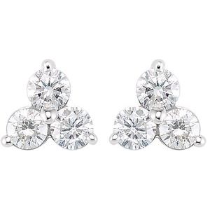 14K White Gold 5/8 CTW Natural Diamond Three-Stone Stud Earrings – image 2