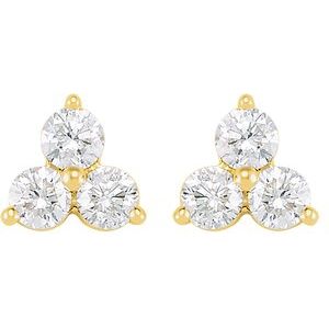 14K Yellow Gold 5/8 CTW Natural Diamond Three-Stone Stud Earrings – image 2