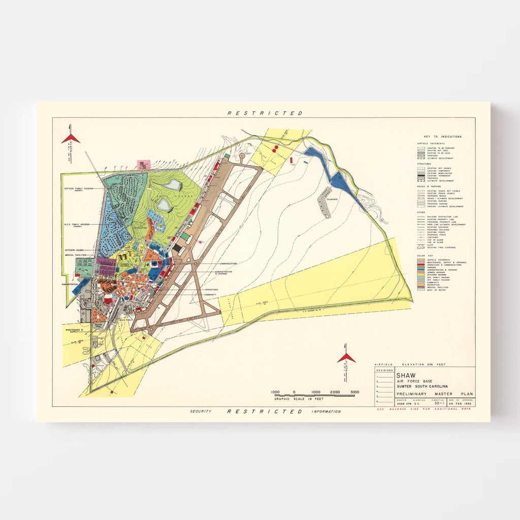 Vintage Map of Shaw Air Force Base, 1953