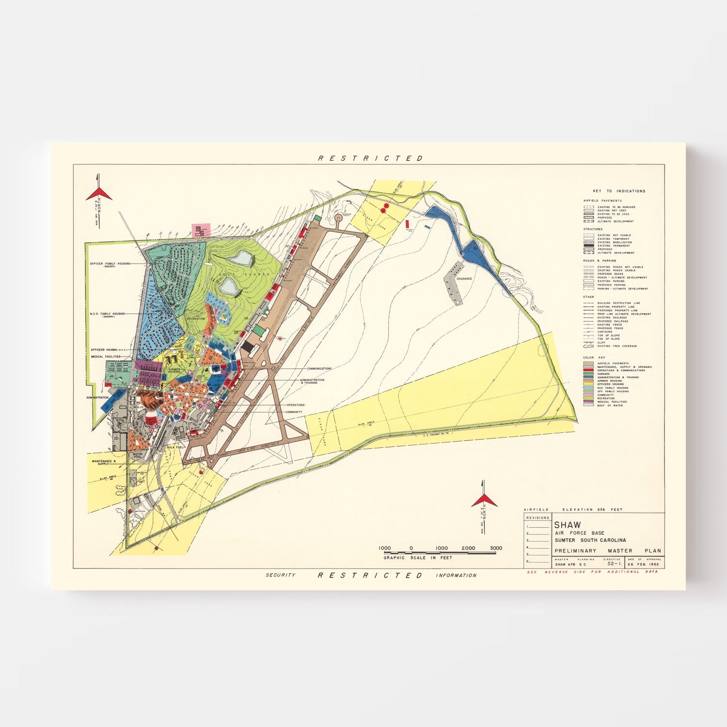 Vintage Map of Shaw Air Force Base, 1953